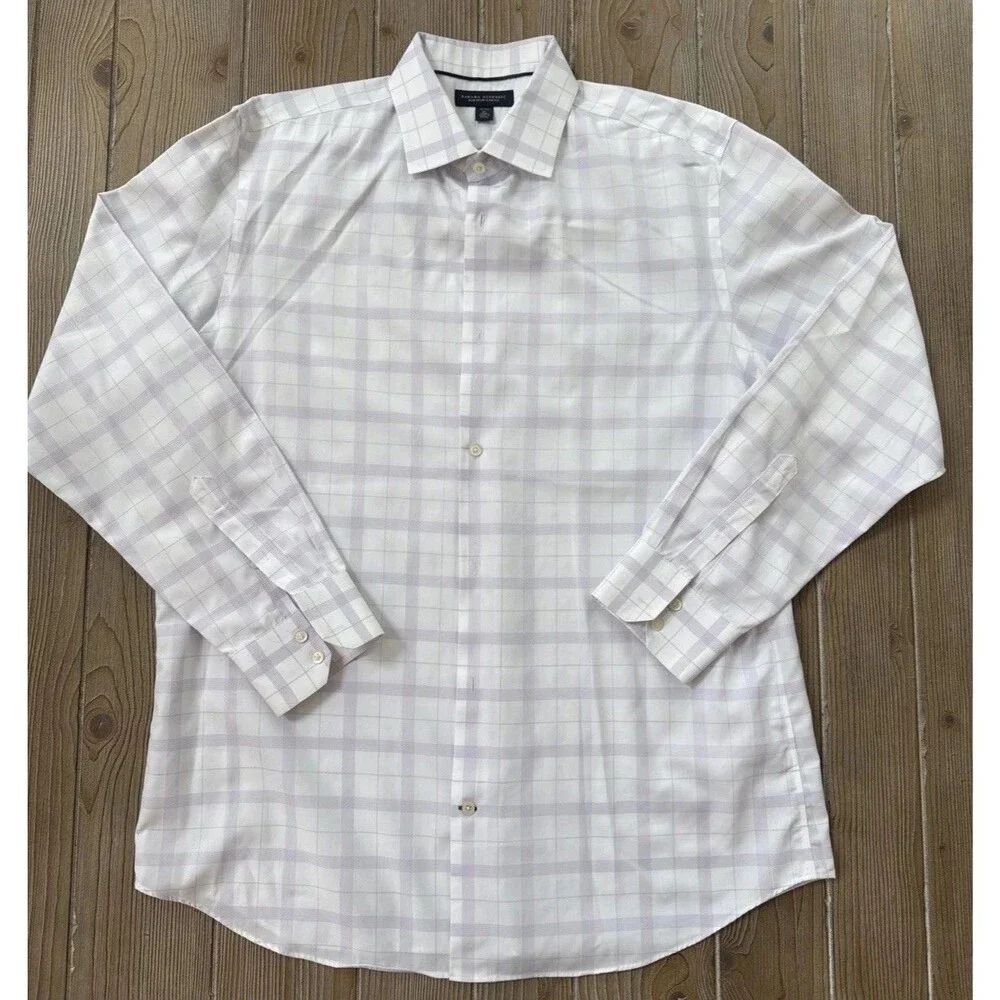 Banana Republic Shirt Mens XL 17-17.5”Cotton Check Non-Iron Slim Fit